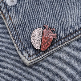 Heart and brain pin