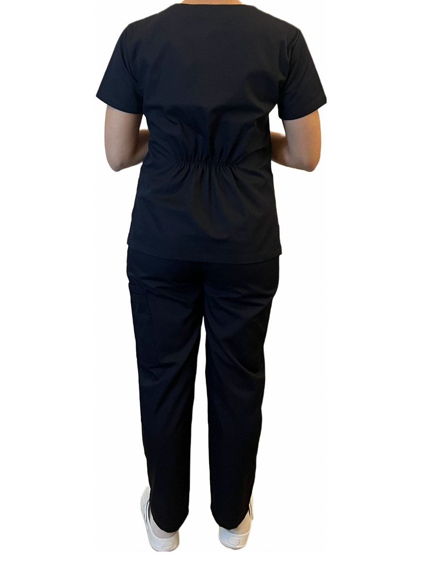 Female - Black - Round Neck Slim Fit Top - Mid Rise Slim Straight Trouser