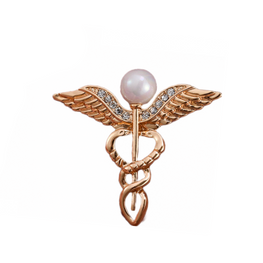 Crystal angel wings pearl pin