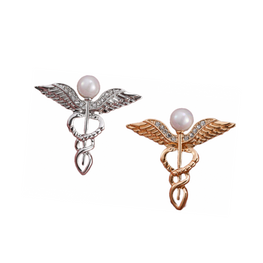 Crystal angel wings pearl pin