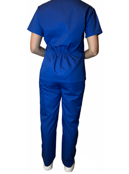 Female - Royal Blue - Round Neck Slim Fit Top - Mid Rise Slim Straight Trouser